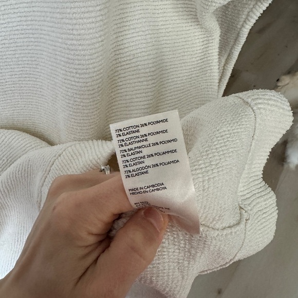 Free People mock neck sweater ribbed Ottoman Slouchy Tunic ecru loose parke - Picture 8 of 12